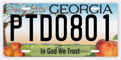 GA license plate PTD0801