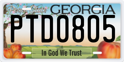 GA license plate PTD0805