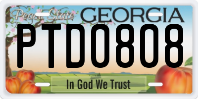 GA license plate PTD0808