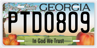 GA license plate PTD0809