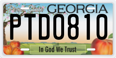 GA license plate PTD0810