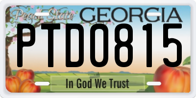 GA license plate PTD0815