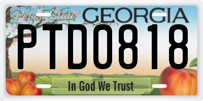 GA license plate PTD0818