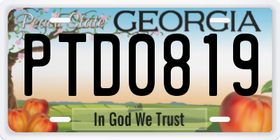 GA license plate PTD0819