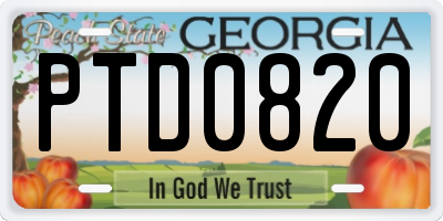 GA license plate PTD0820