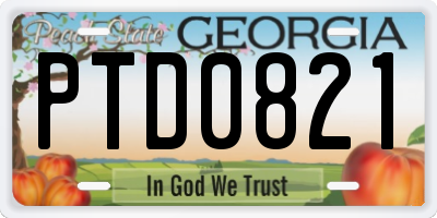 GA license plate PTD0821