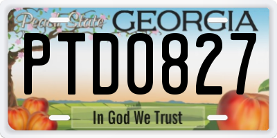 GA license plate PTD0827