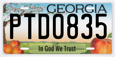 GA license plate PTD0835