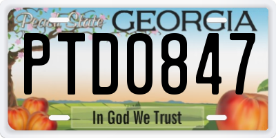 GA license plate PTD0847