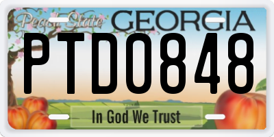 GA license plate PTD0848