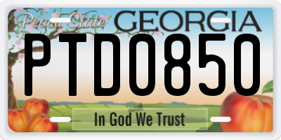 GA license plate PTD0850