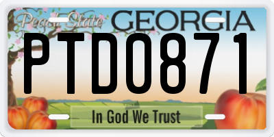 GA license plate PTD0871