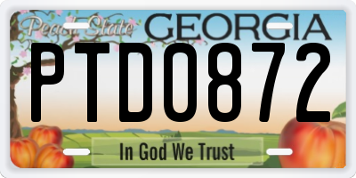 GA license plate PTD0872