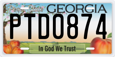 GA license plate PTD0874