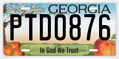 GA license plate PTD0876