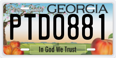 GA license plate PTD0881