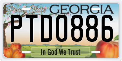 GA license plate PTD0886