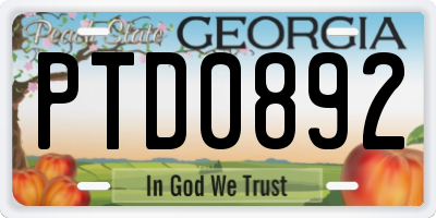 GA license plate PTD0892