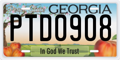 GA license plate PTD0908