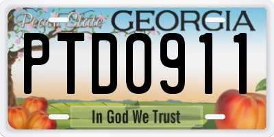 GA license plate PTD0911