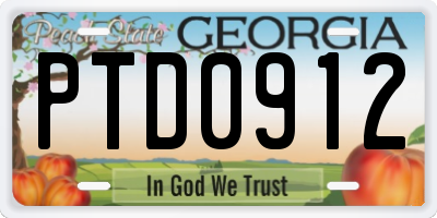 GA license plate PTD0912
