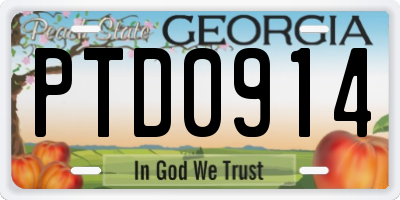 GA license plate PTD0914