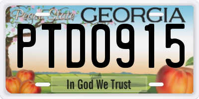 GA license plate PTD0915