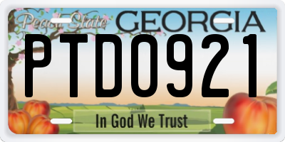 GA license plate PTD0921