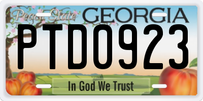 GA license plate PTD0923