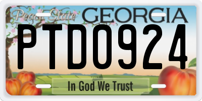 GA license plate PTD0924