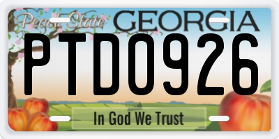 GA license plate PTD0926