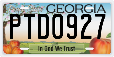 GA license plate PTD0927