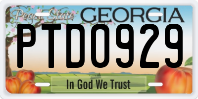 GA license plate PTD0929