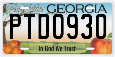 GA license plate PTD0930