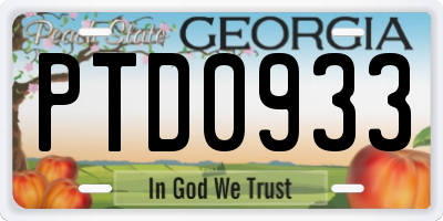 GA license plate PTD0933