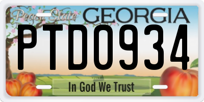 GA license plate PTD0934