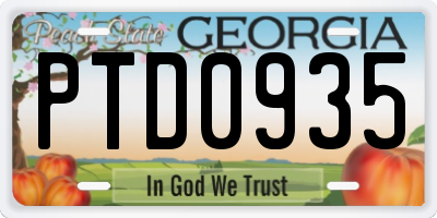 GA license plate PTD0935