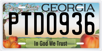 GA license plate PTD0936