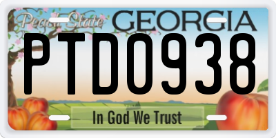 GA license plate PTD0938