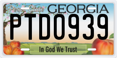 GA license plate PTD0939