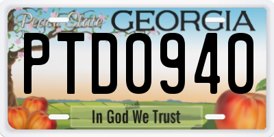GA license plate PTD0940
