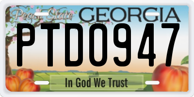 GA license plate PTD0947