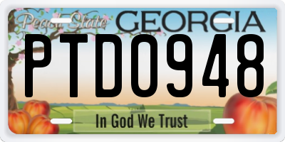 GA license plate PTD0948