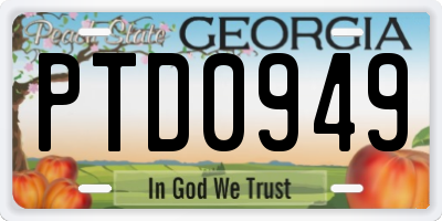 GA license plate PTD0949