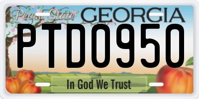 GA license plate PTD0950