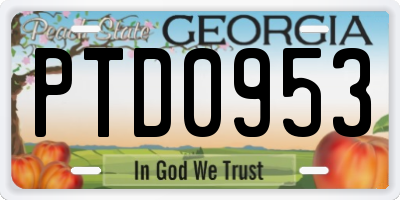 GA license plate PTD0953