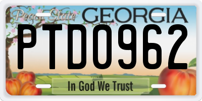 GA license plate PTD0962