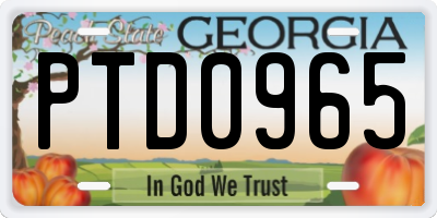 GA license plate PTD0965