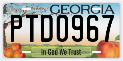 GA license plate PTD0967