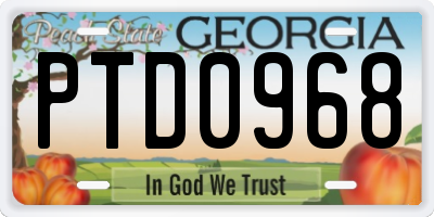 GA license plate PTD0968